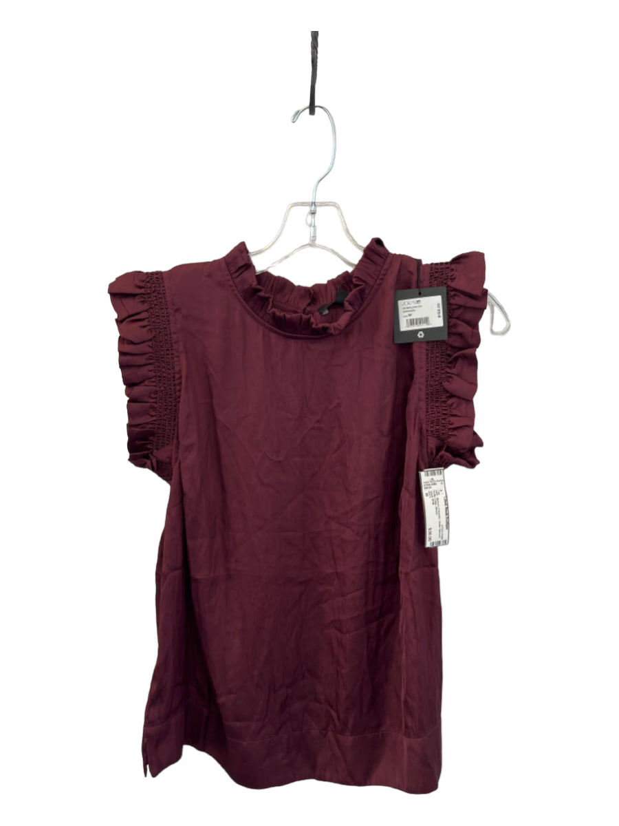 Joes, Joe's Size M Maroon Polyester Flutter Sleeves Ruffle Collar Top