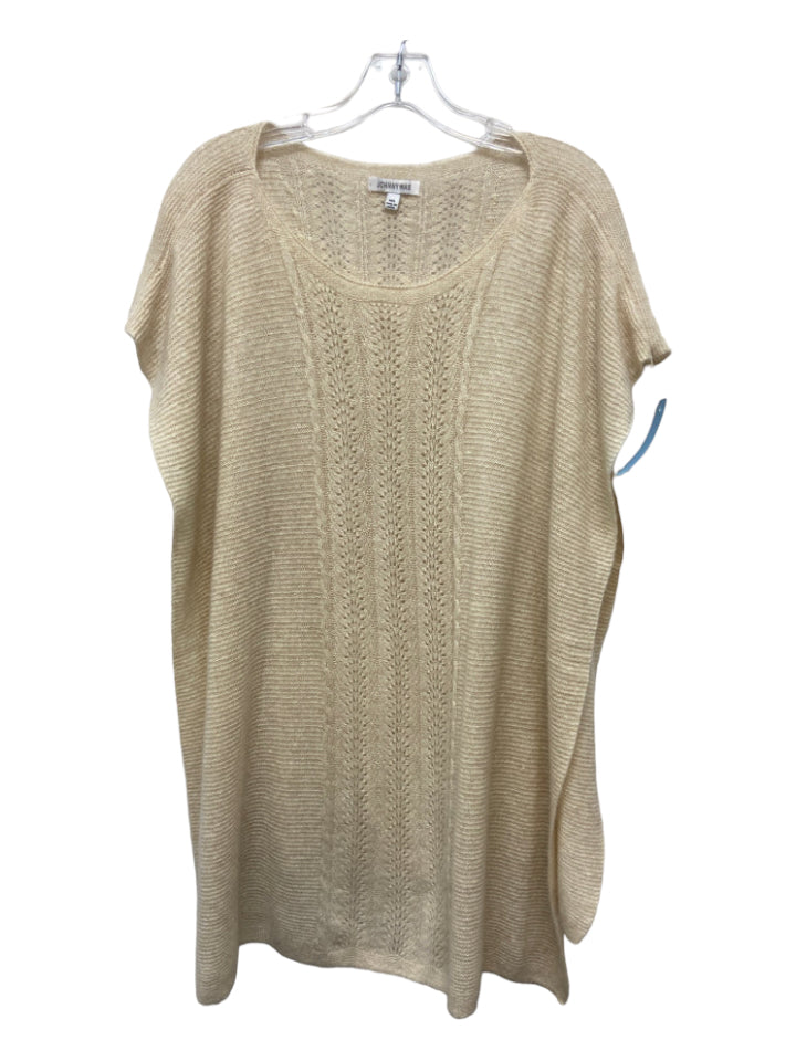 Johnny Was, Johnny Was Beige Cashmere Blend Round Neck Open Sides Knit Poncho