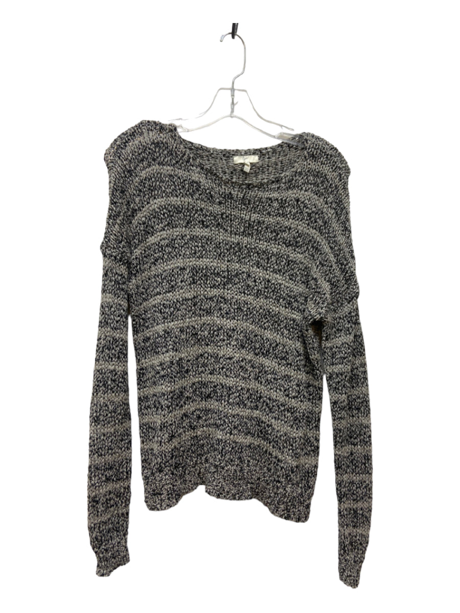 Joie, Joie Size M Black & Grey Cotton Blend Striped Knit Sweater