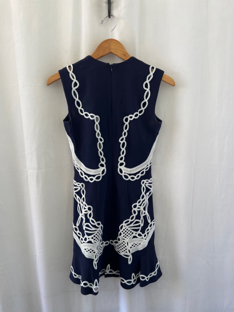 Jonathan Simkhai, Jonathan Simkhai Size 0 Navy & white Viscose Blend Lace Detail Sleeveless Dress