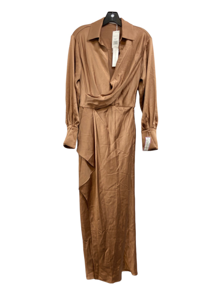 Jonathan Simkhai, Jonathan Simkhai Size 2 Brown Acetate & Polyester V Neck Faux Wrap Dress