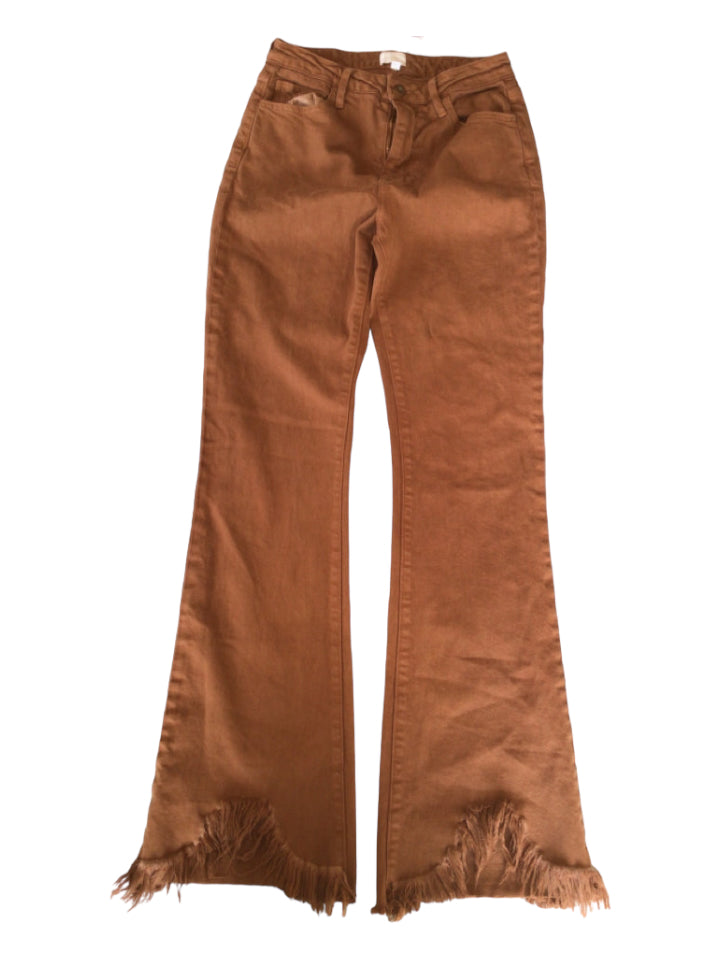 Jonathan Simkhai, Jonathan Simkhai Size 27 Brown Cotton Blend High Rise Pockets Boot Cut Jeans