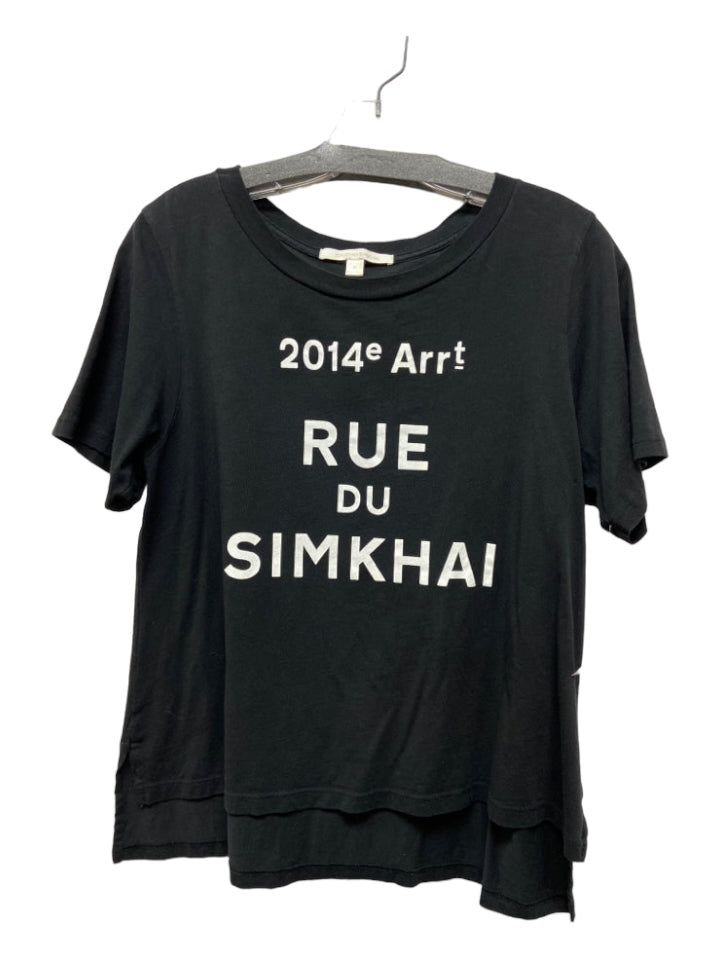 Jonathan Simkhai, Jonathan Simkhai Size Medium Black & White Pima Cotton Graphic Short Sleeve Top