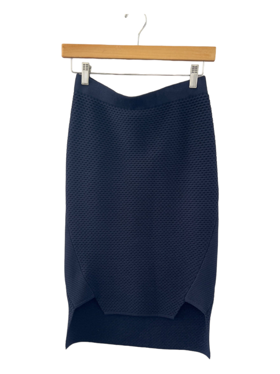 Jonathan Simkhai, Jonathan Simkhai Size S Navy Rayon Blend Elastic Waist Textured Pencil Skirt