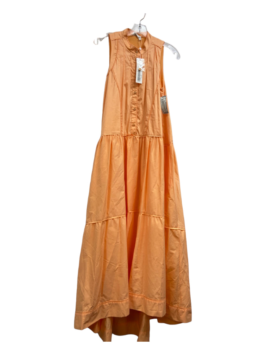 Jonathan Simkhai, Jonathan Simkhai Size XS Light Orange Cotton Blend Sleeveless Half Button Dress