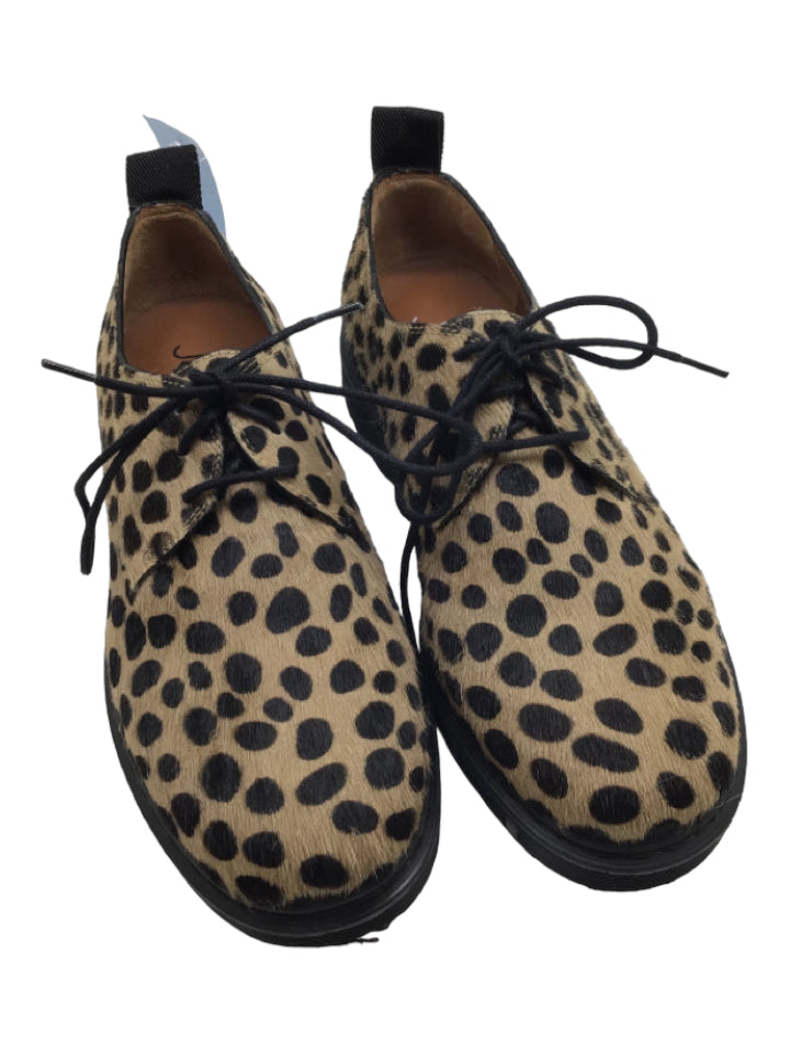 Joseph, Joseph Shoe Size 37 Tan & black Leather Lug Sole Leopard Print Derby Loafers