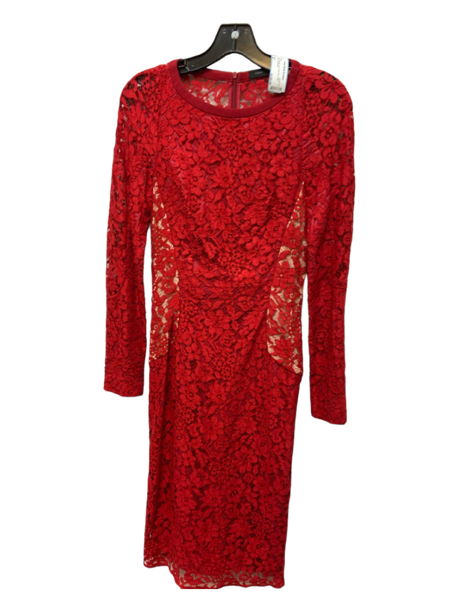 Joseph, Joseph Size 38 Red Viscose Lace Back Zip Long Sleeve Dress