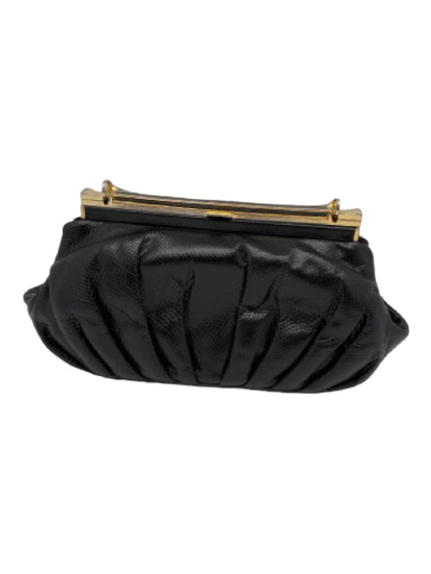 Judith Leiber, Judith Leiber Black Leather GHW Top Handle Bag