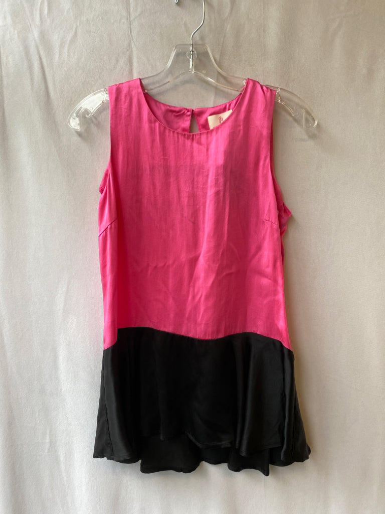 Julie Bowen, Julie Bowen Size 2 Black & Pink Round Neck Sleeveless Colorblock Top