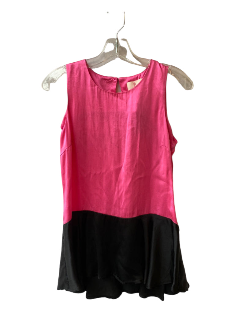 Julie Bowen, Julie Bowen Size 2 Black & Pink Round Neck Sleeveless Colorblock Top