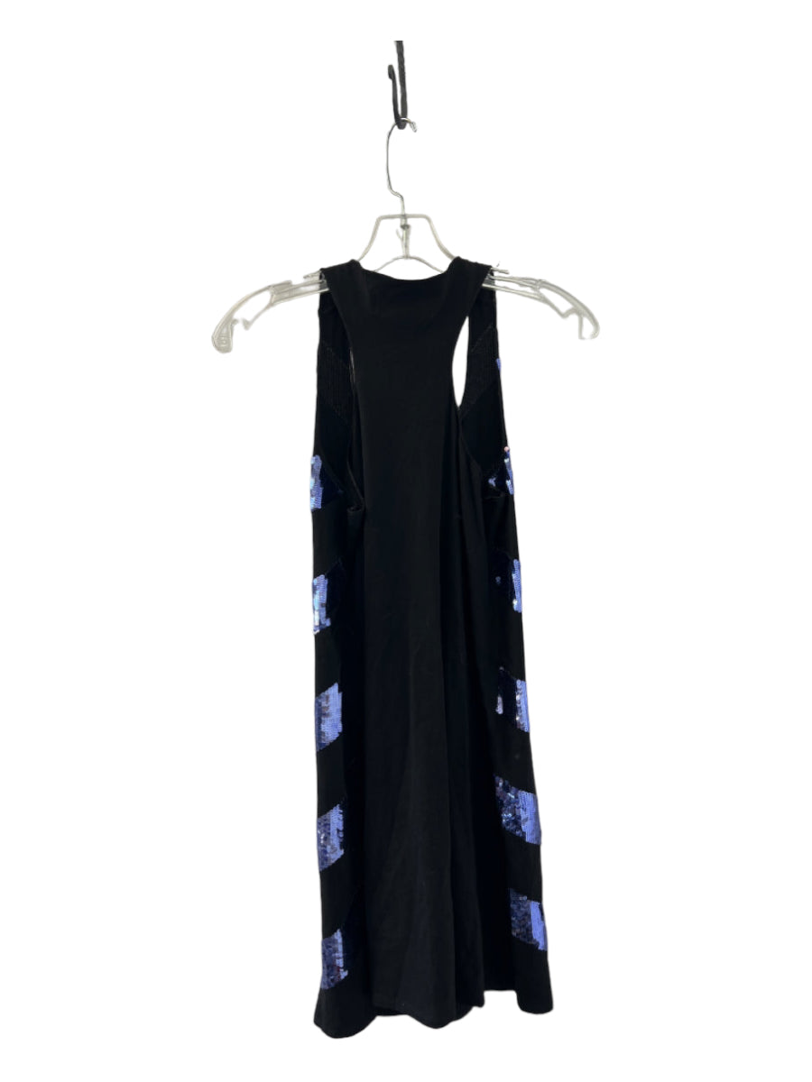 Julie Brown, Julie Brown Size Est M Black & Blue Cotton Sleeveless Sequin A Line Mini Dress