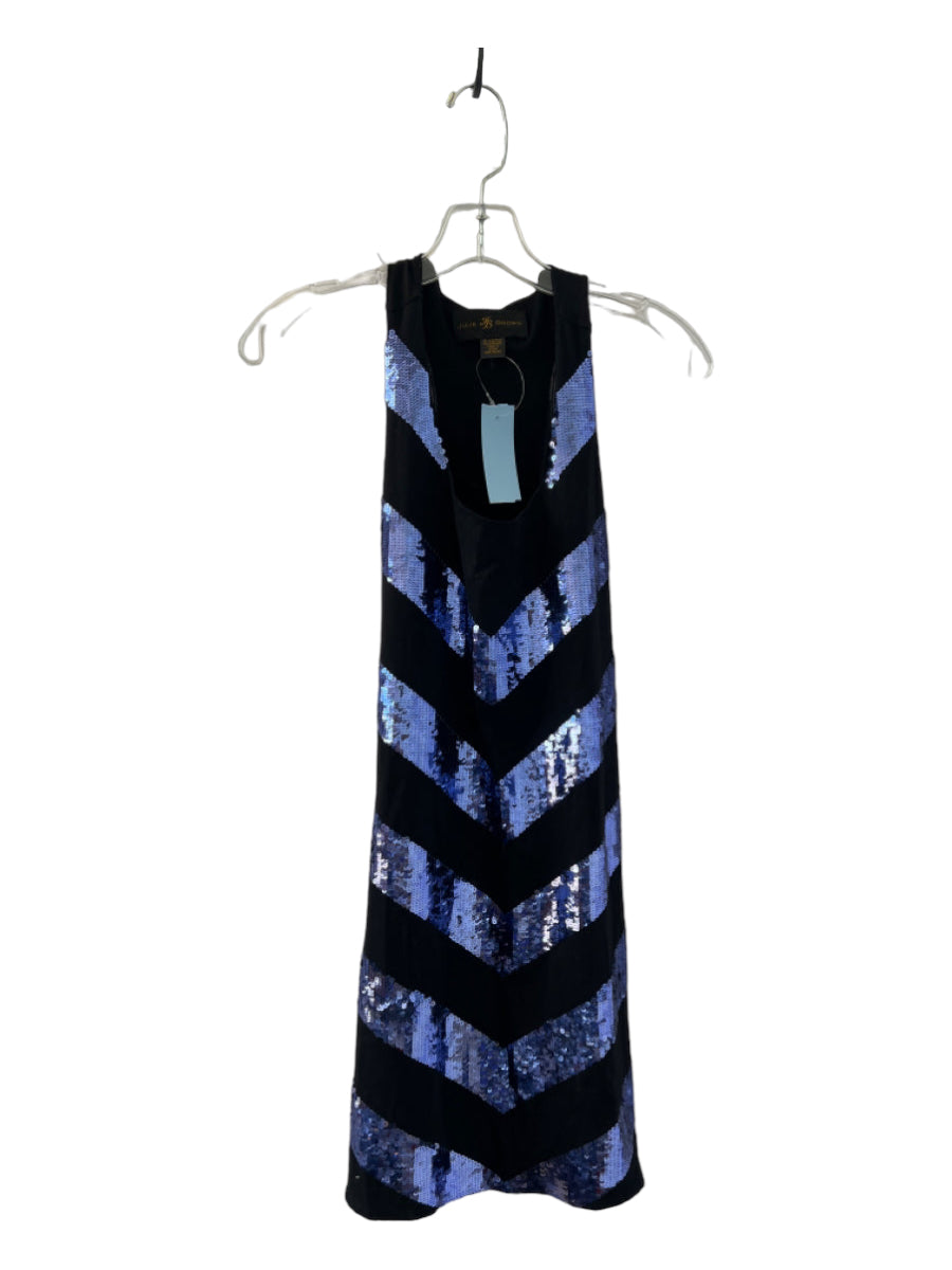 Julie Brown, Julie Brown Size Est M Black & Blue Cotton Sleeveless Sequin A Line Mini Dress