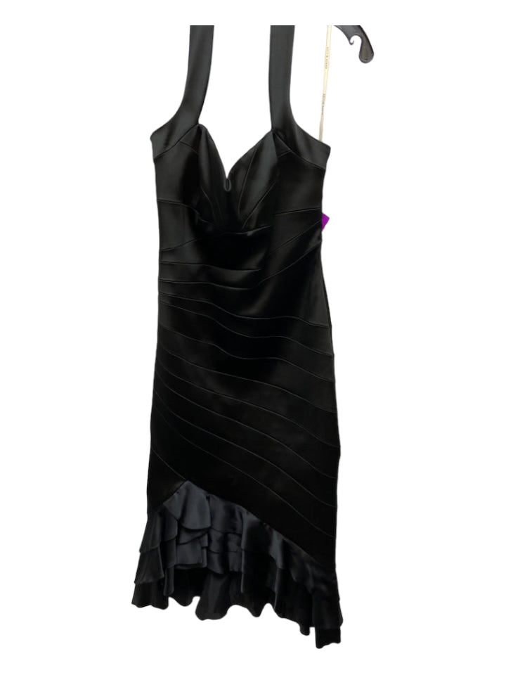 Karen Millen, Karen Millen Size 8 Black Triacetate Halter seam detail Ruffle Gown