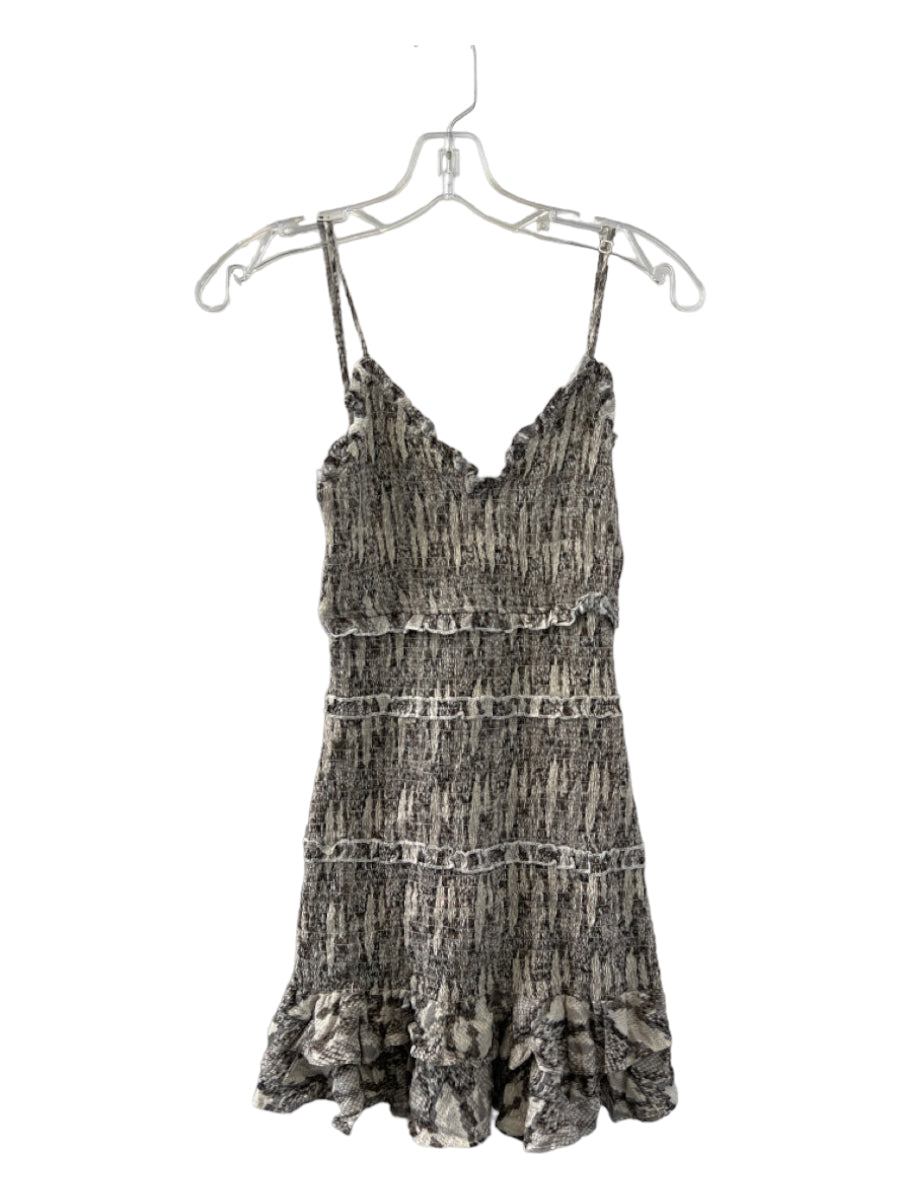 Karlie, Karlie Size S Gray & White Rayon Rouched Snake Print Spaghetti Strap Dress