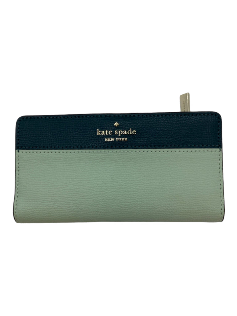 Kate Spade, Kate Spade Blue & Green Leather clasp closure Zipper Pocket Color Block Wallets