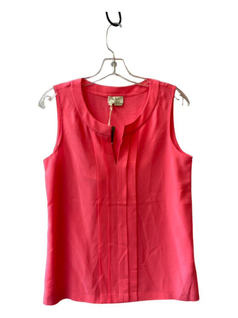 Kate Spade New York, Kate Spade New York Size 6 Pink Silk Sleeveless Round & V-Neck Pleated Top