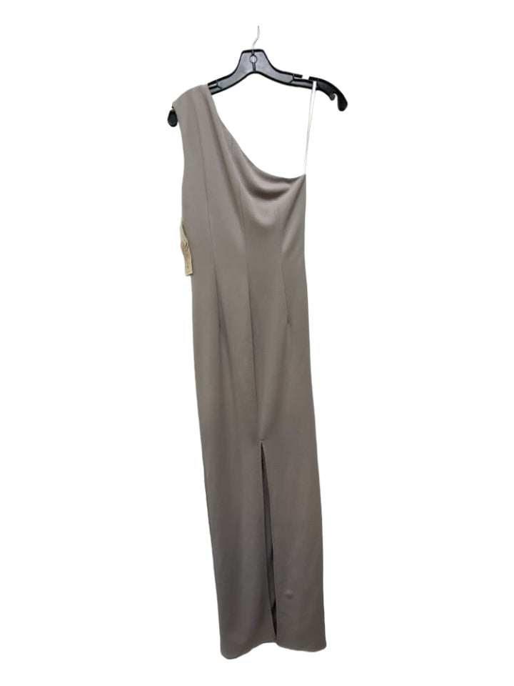 Katie May, Katie May Size 2 Gray Polyester Side Zip One Shoulder Back Slit Gown