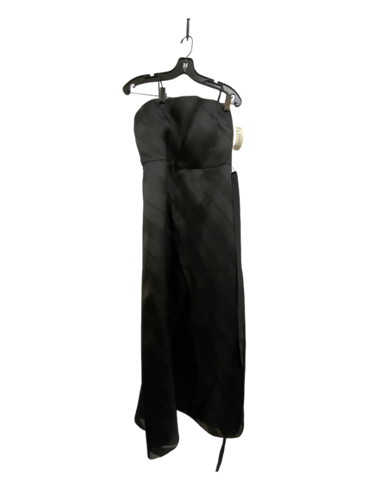 Kay Unger, Kay Unger Size 14 Black Missing Fabric Tube Maxi Diagnol Stripe Ribbon Belt Gown