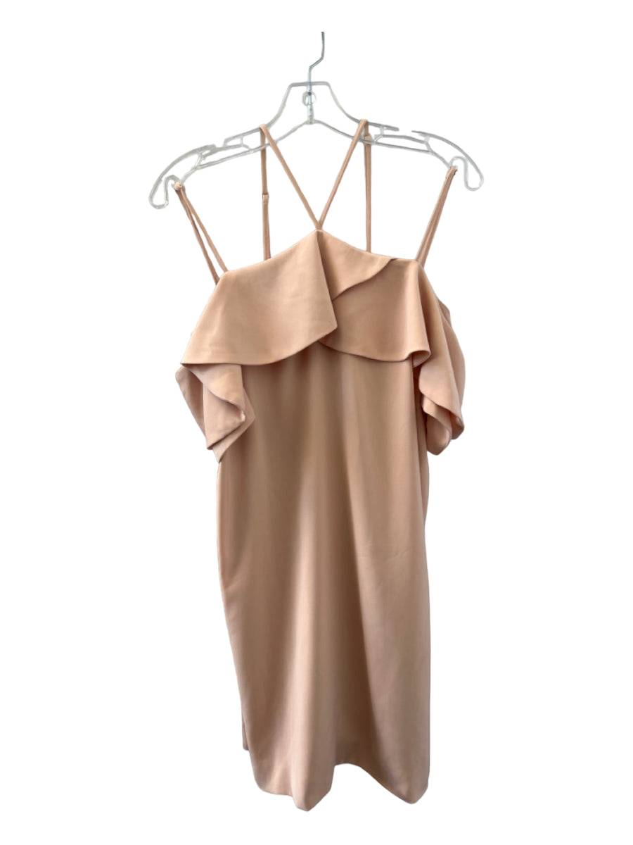 Keepsake, Keepsake Size M Peach Polyester Spaghetti Strap Ruffle Front Dress