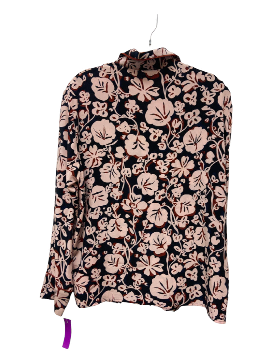 Kenzo, Kenzo Size 40 Black & Pink Polyester Button Down Long Sleeve Floral Top