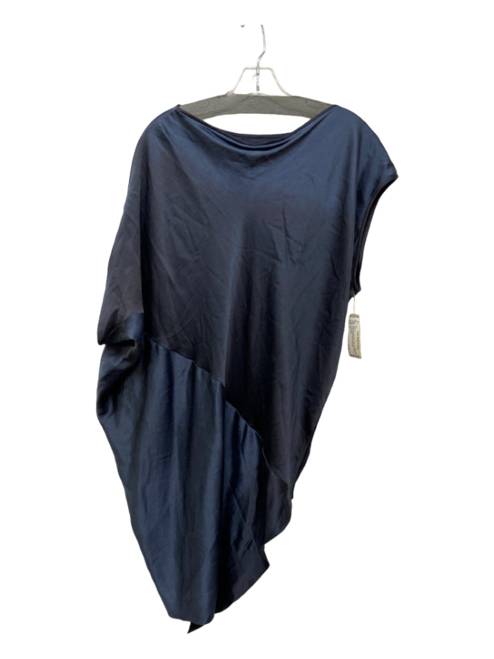 Kes, Kes Size S Navy Silk Asymmetric Draped Wide Neck Top