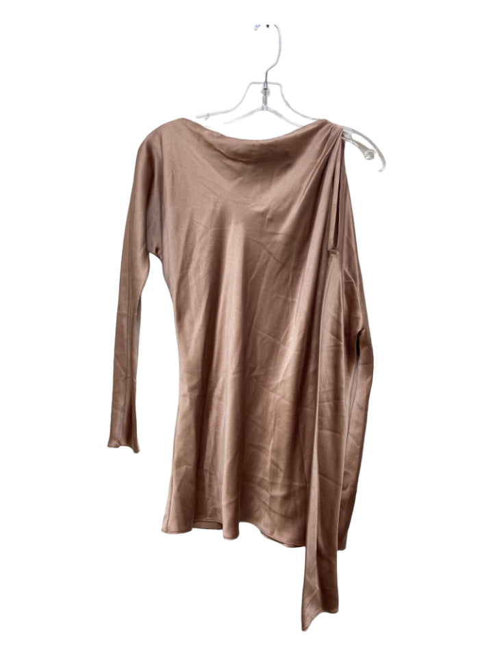 Kes, Kes Size XS Mauve Silk Asymmetric Long Sleeve Wide Neck Top