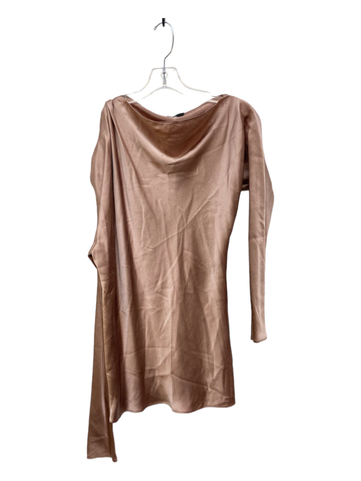 Kes, Kes Size XS Mauve Silk Asymmetric Long Sleeve Wide Neck Top