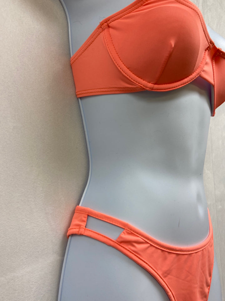 Kim Shui, Kim Shui Size S Neon Orange Nylon Cupped High Waist Bikini Swimsuit