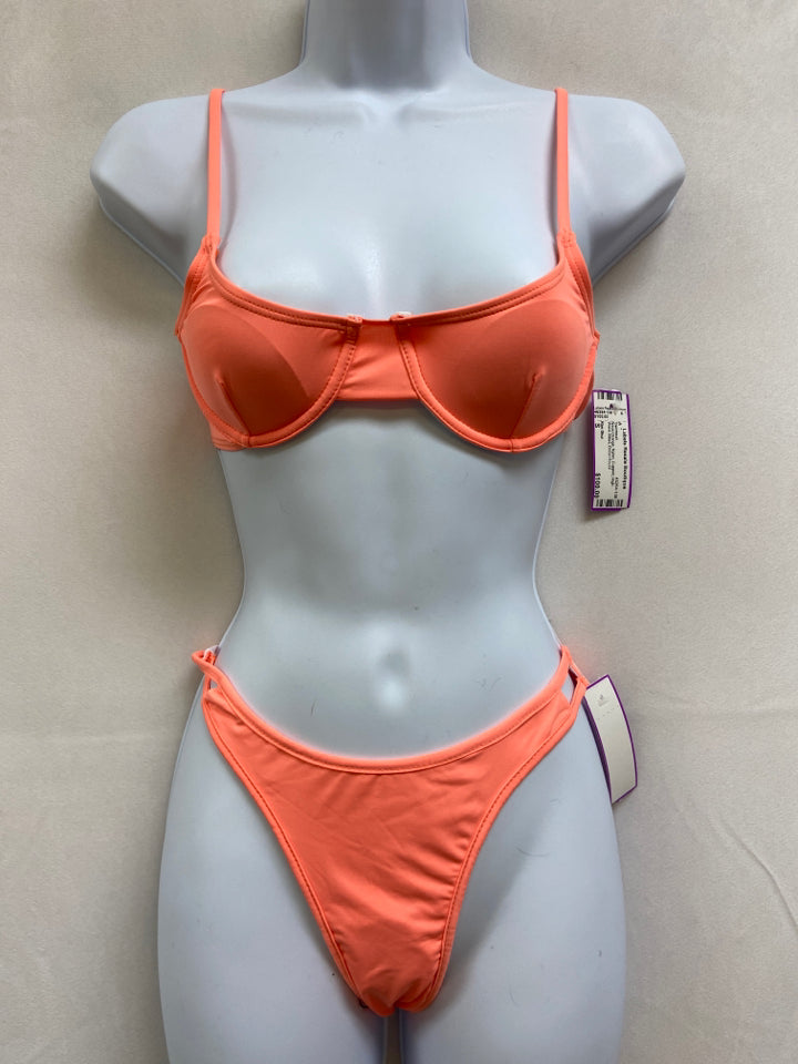 Kim Shui, Kim Shui Size S Neon Orange Nylon Cupped High Waist Bikini Swimsuit