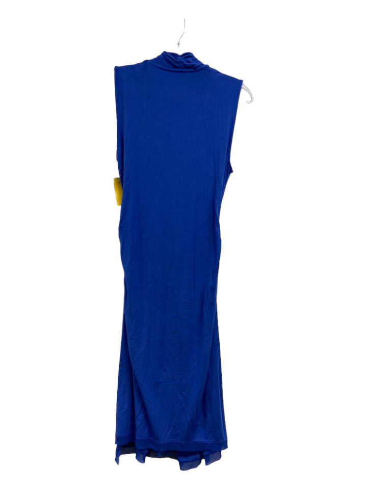 Kobi Halperin, Kobi Halperin Size M Blue Viscose Sleeveless Gathered Deep V Dress