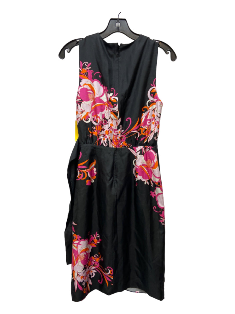 Kobi Halperin, Kobi Halperin Size XS Black, Pink & Orange Silk Surplice Floral Sleeveless Dress