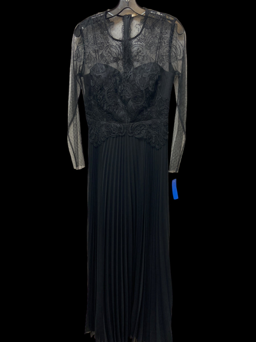 Kobi Halperin, Kobi Halperin Size XS/S Black Polyester Long Sleeve Lace Pleated Maxi Gown