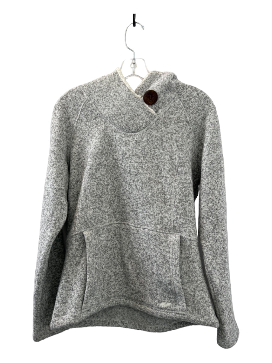 Koppen, Koppen Size L Light Grey Knit Fleece Lining Hood Heathered Long Sleeve Top