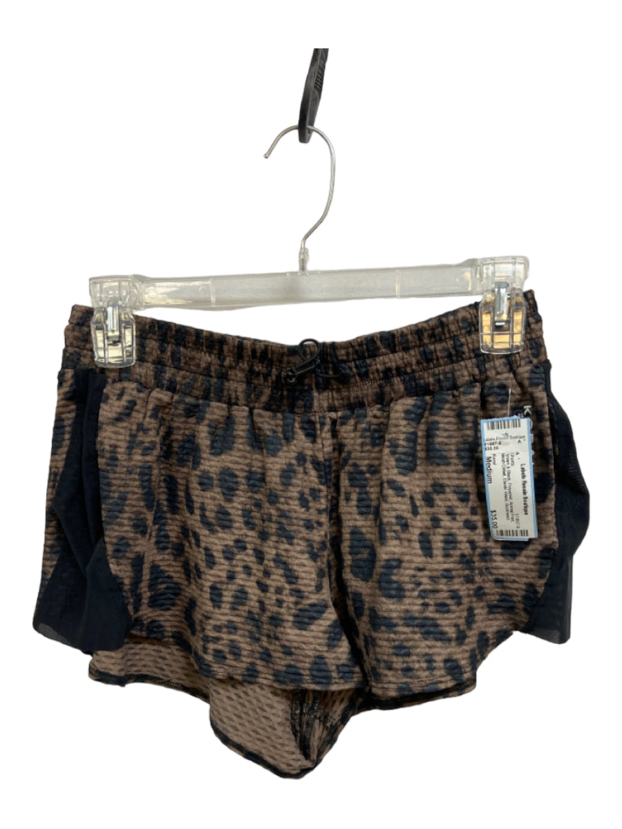 Koral, Koral Size Medium Brown & Black Polyamid Animal Print Mesh Detail Shorts