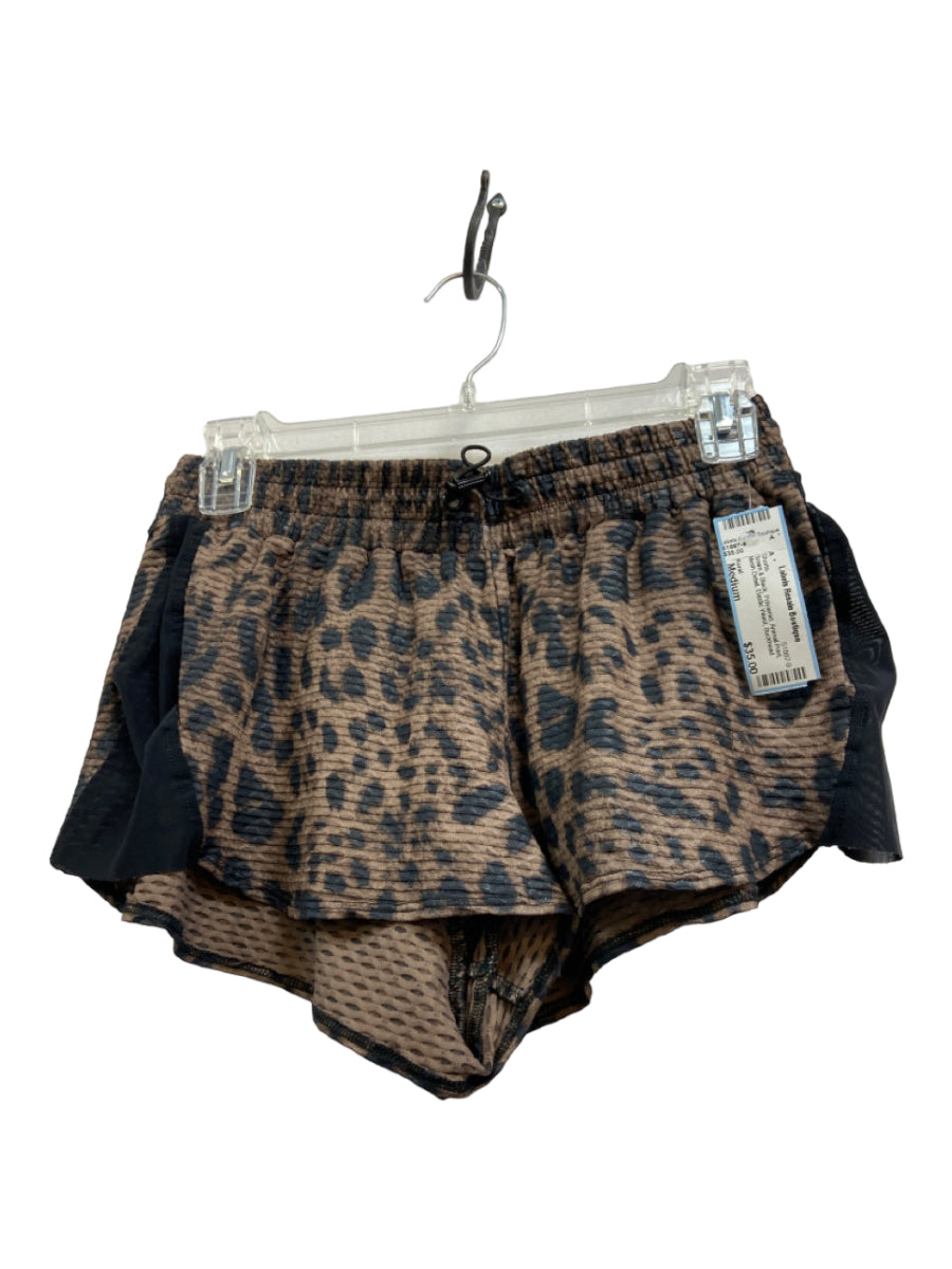 Koral, Koral Size Medium Brown & Black Polyamid Animal Print Mesh Detail Shorts