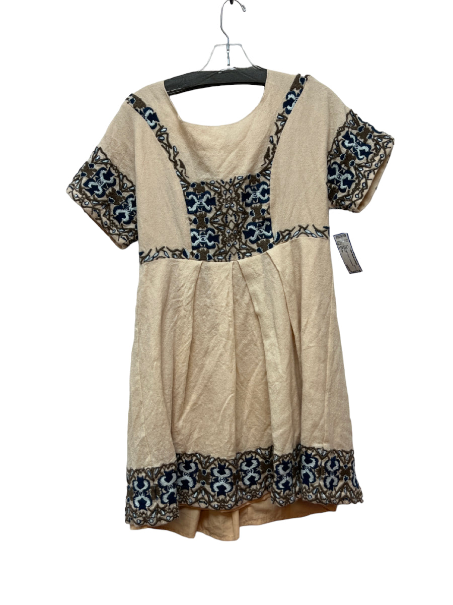 Korovilas, Korovilas Size 8 Beige & Multi Acrylic Embroidered Dress