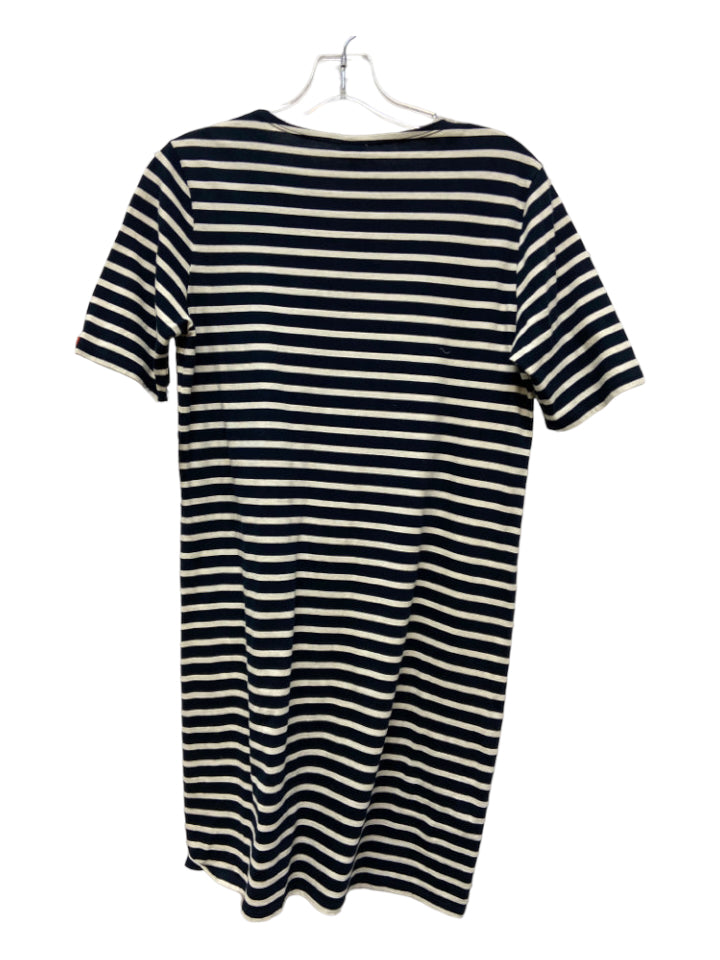 Kule, Kule Size S Navy & white Cotton Round Neck Striped Short Sleeve Dress