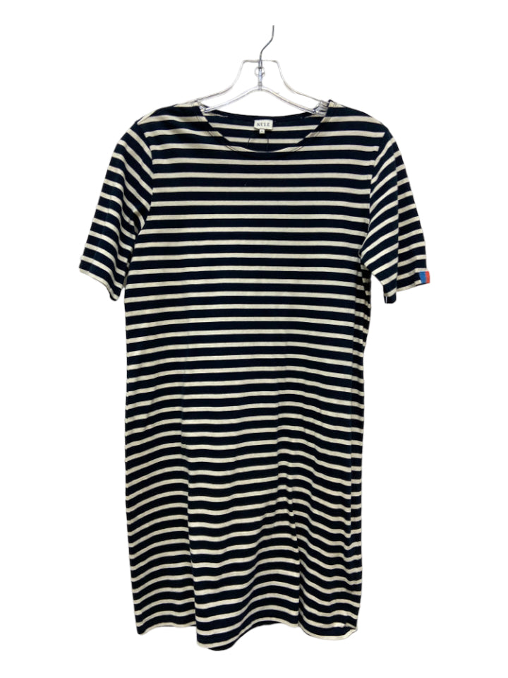 Kule, Kule Size S Navy & white Cotton Round Neck Striped Short Sleeve Dress