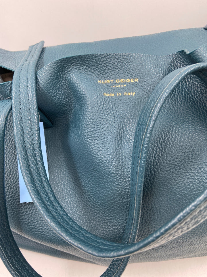 Kurt Geiger, Kurt Geiger Teal Leather Pebbled Tote Bag