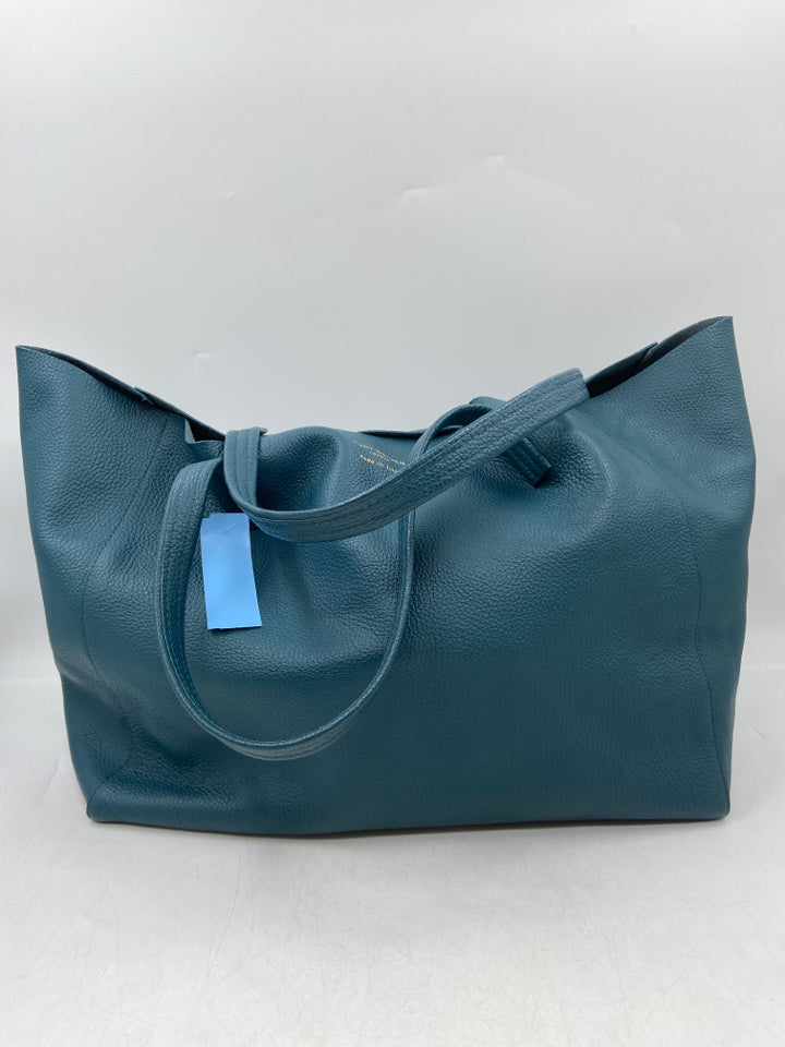 Kurt Geiger, Kurt Geiger Teal Leather Pebbled Tote Bag