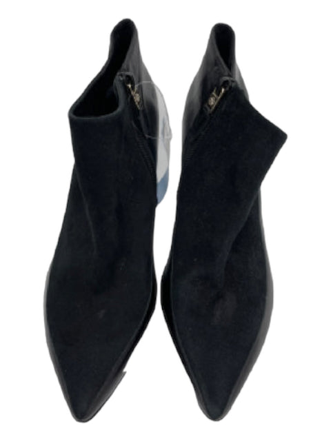 L. K. Bennett, L.K. Bennett Shoe Size 39 Black Leather & Suede Pointed Toe Stiletto Booties