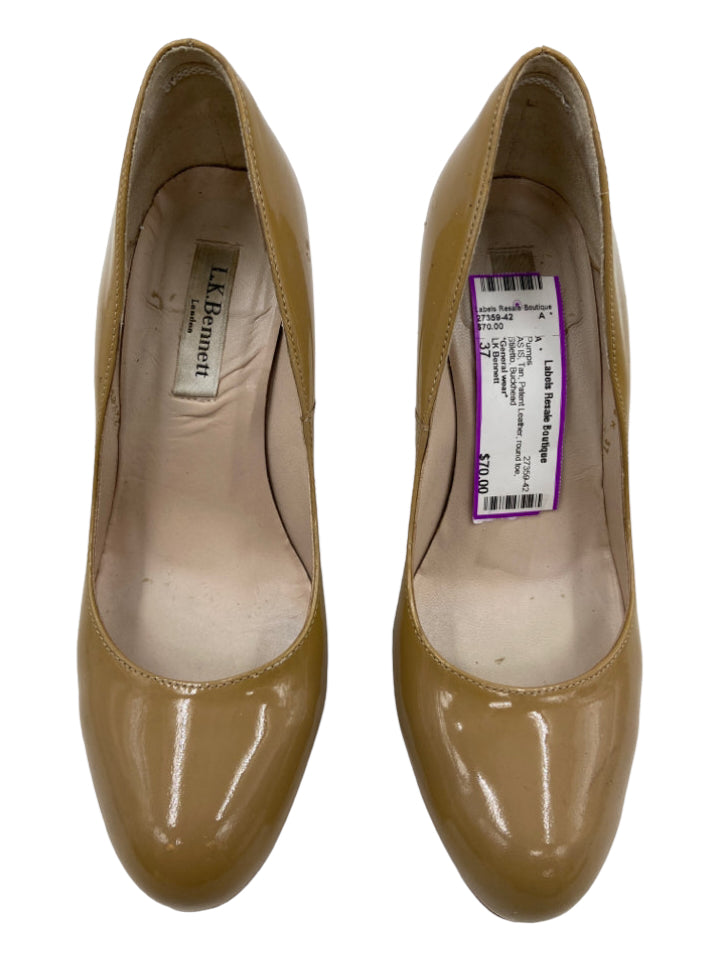 LK Bennett, LK Bennett Shoe Size 37 Tan Patent Leather round toe Stiletto Pumps