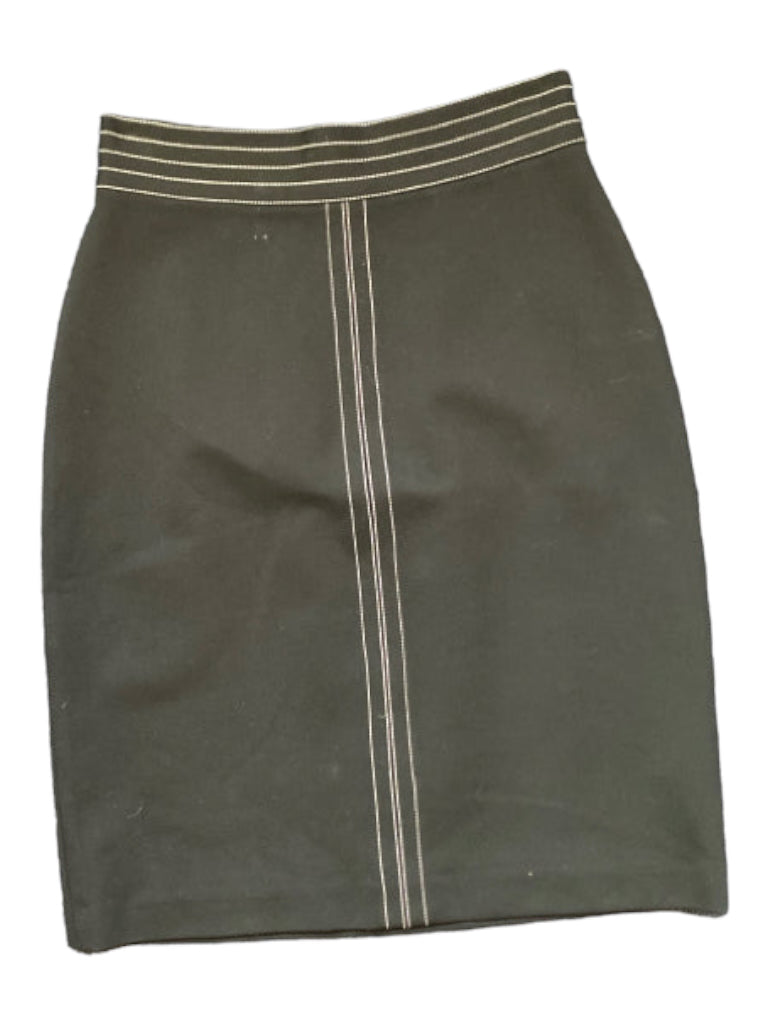 LK Bennett, LK Bennett Size 8 Black Viscose Blend Pencil White stitching Knee Length Skirt