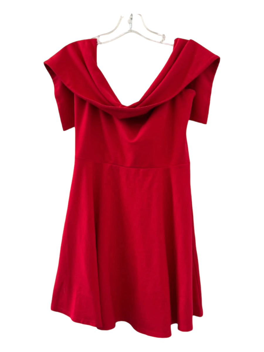 LPA, LPA Size M Bright red Rayon Blend Tie Back Overlay Mini Dress