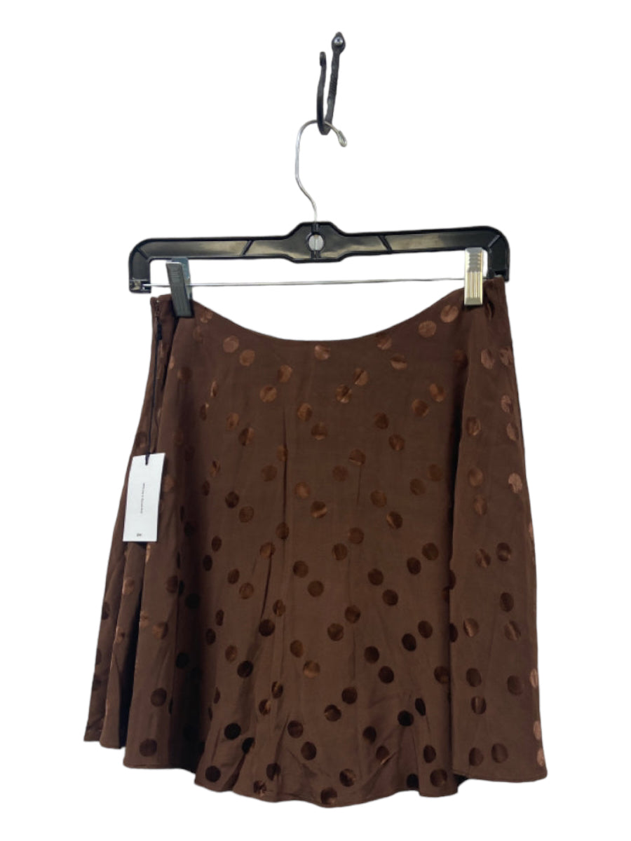 LPA, LPA Size S Brown Viscose Side Zip Polka Dot Skort Skirt