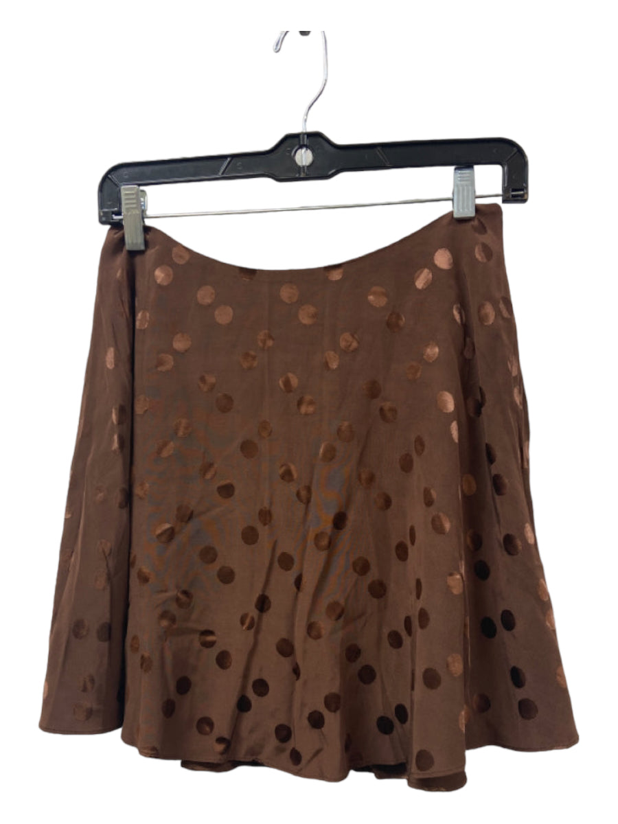 LPA, LPA Size S Brown Viscose Side Zip Polka Dot Skort Skirt