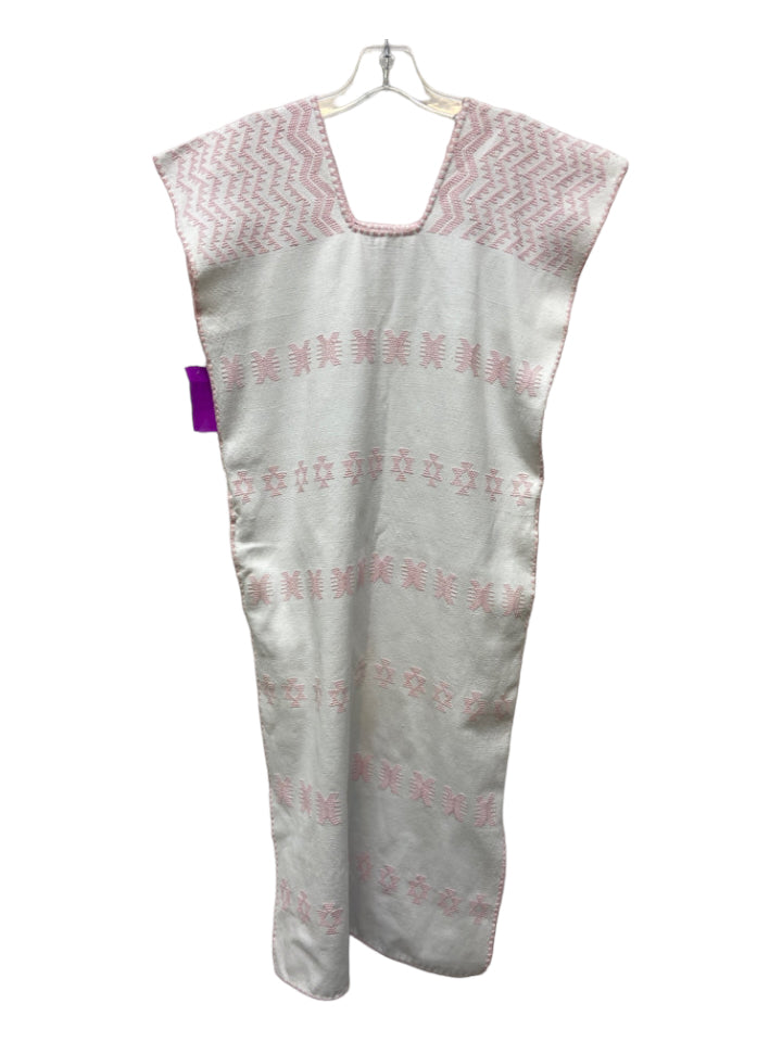 La Frock, La Frock Size Est S White & Pink Embroidered Pattern Pockets Sleeveless Dress