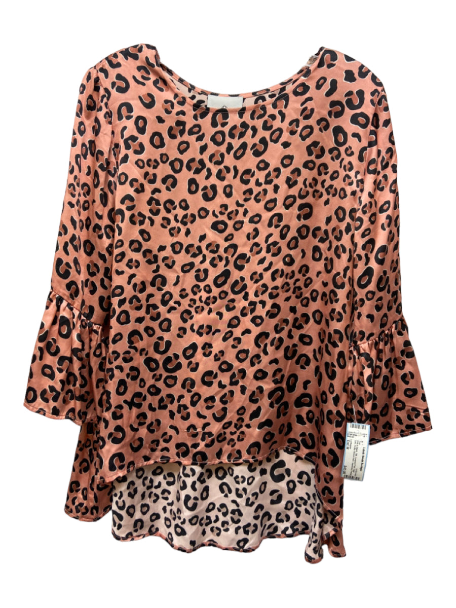 La Roque, La Roque Size Est M Pink & Black Silk Leopard Print High Low Top