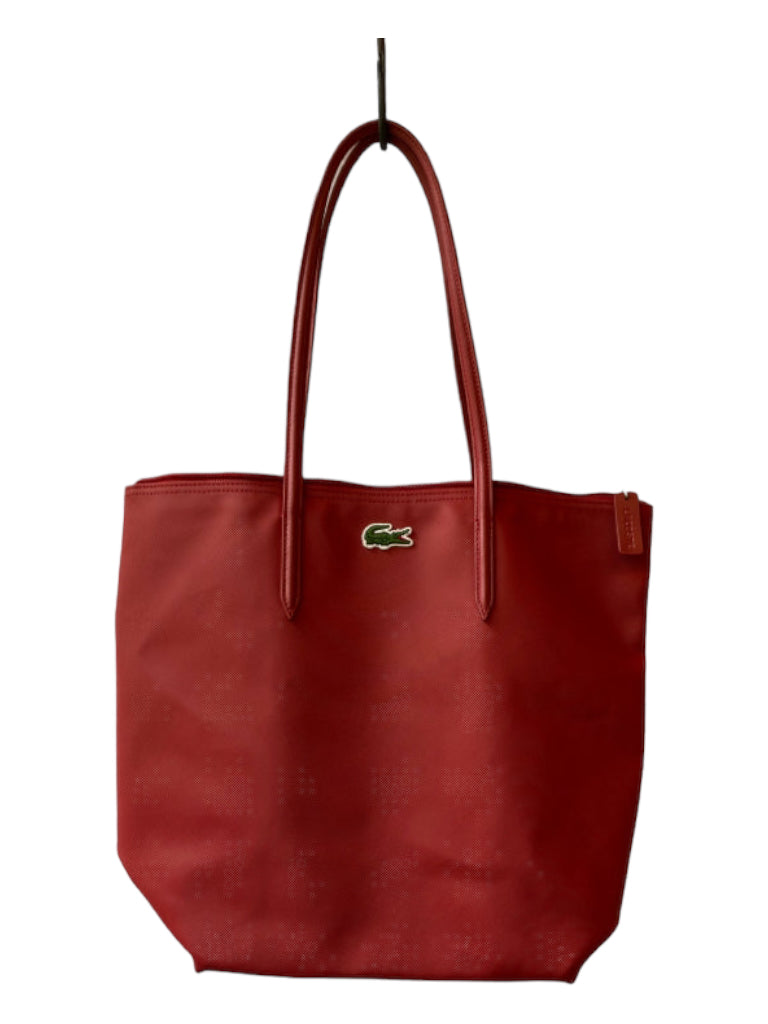 Lacoste, Lacoste Red Leather Shoulder Bag Logo Top Zip Bag