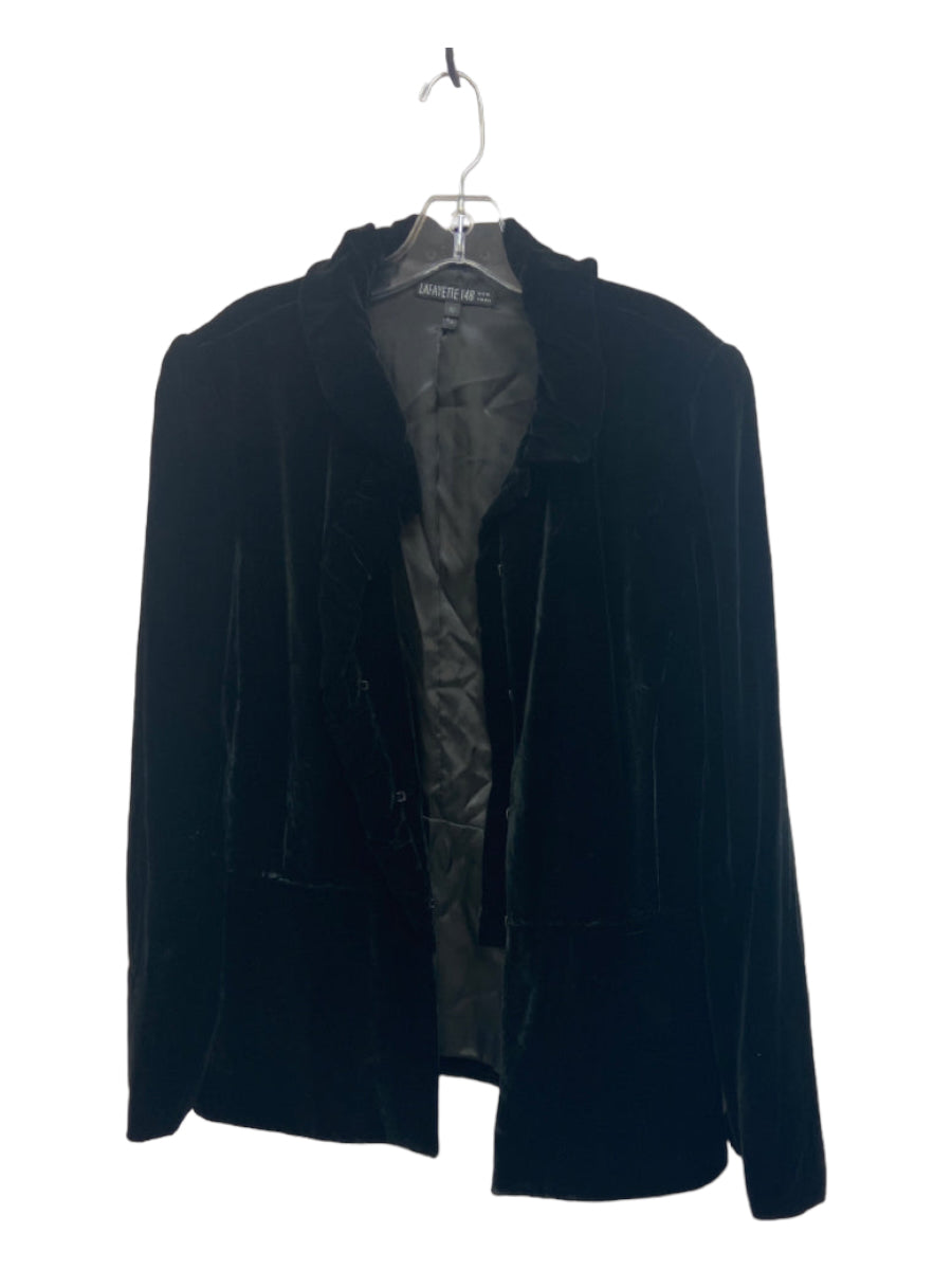 Lafayette 148, Lafayette 148 Size 10 Black Rayon Velvet Hook & Eye Jacket